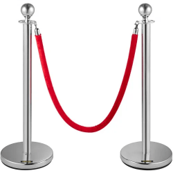 Stainless Steel Stanchions With Red Velvet Rope