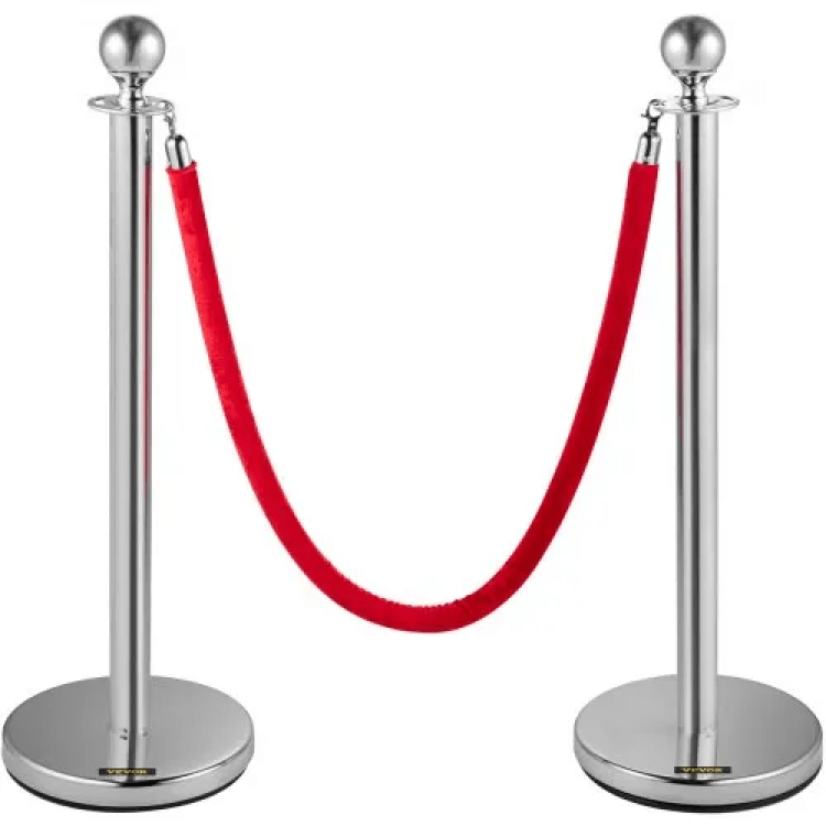 Stainless Steel Stanchions With Red Velvet Rope